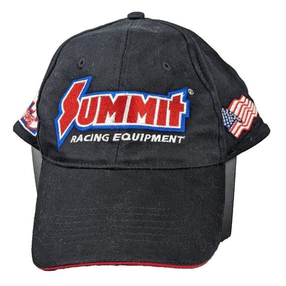 Summit Racing Equipment 4oth anniv Baseball snap Hat Black Snapback USA Flag - Picture 1 of 6